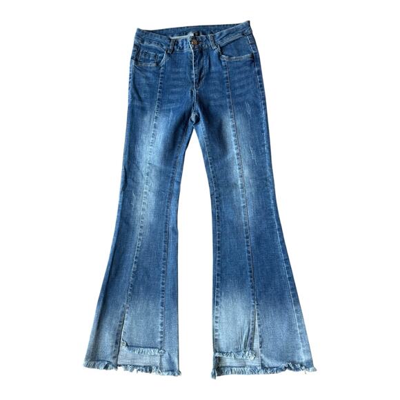 other Denim - Retro High Rise Center Seam flare fringed blue Jeans size 27" waist